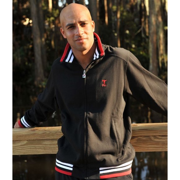 Thomas Reynolds Collection By Fila Men Large Black Sweater Knit High collar